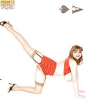 MILF model Christy Marks letting huge hangers fall free in tan stockings