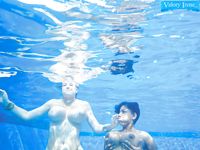 Pornstar Valory Irene and girlfriend show off nice melons underwater