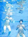 Underwater shots of big titted cuties and their lovely shaved snatches