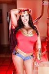 Hot cosplay striptease with busty pornstar bombshell Leanne Crow