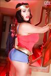 Hot cosplay striptease with busty pornstar bombshell Leanne Crow