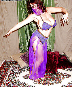 Seductive belly dancer Chloe Vevrier is showing off her perky tits and butt