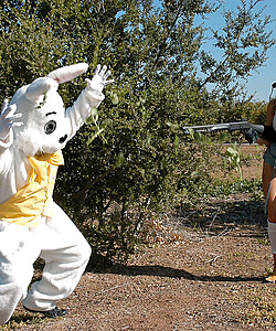 Busty MILF Kelly Madison does some roleplay with the Easter bunny