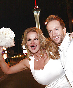 Big boobed chick Kelly Madison jerks off her husband on their wedding night