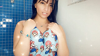 Cum Loads Hot Latina Teasing In The Shower, Tits Fuck Cumming On Her Boobs... Big Boobs Porn Video