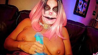 Milfy The Clown Goes Wild With Her Dildo Big Boobs Porn Video