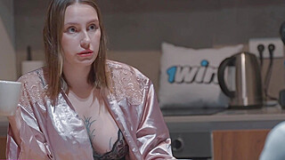 Sitter Step Son Touches Step Mom's Tits In Shared Bed And She Fucks Him... Big Boobs Porn Video