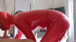 The Milf In A Latex Suit Sucks Cock Big Boobs Porn Video