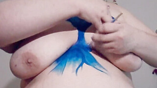 Fetish Sexy Upper Body Paint Play With BBW Big Tits Big Boobs Porn Video